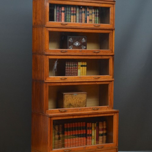 Five Section Solid Walnut Barrister Bookcase