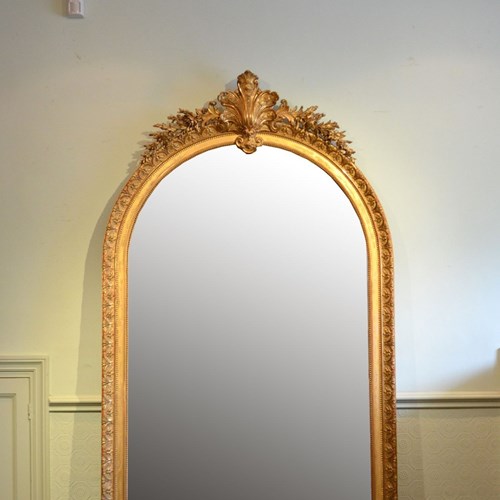 Large And Elaborate Antique French Leaner Mirror H225cm