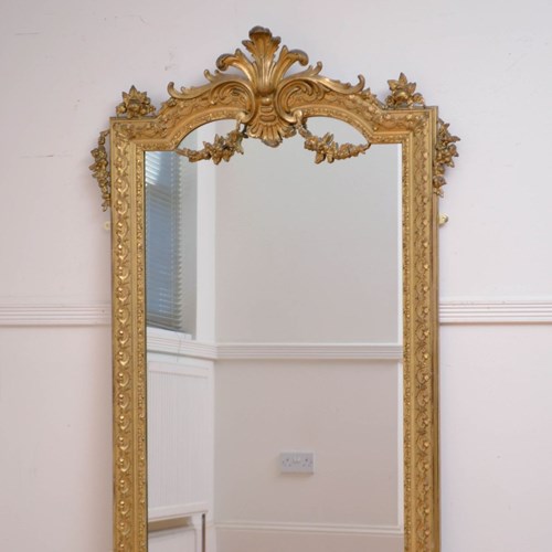 Antique French Giltwood Wall Mirror 169Cm