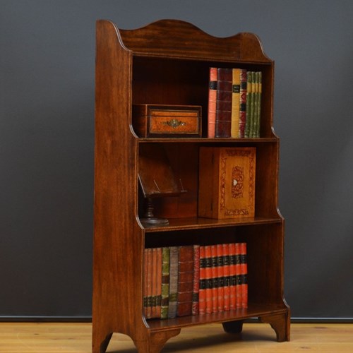 English Solid Mahogany Waterfall Bookcase