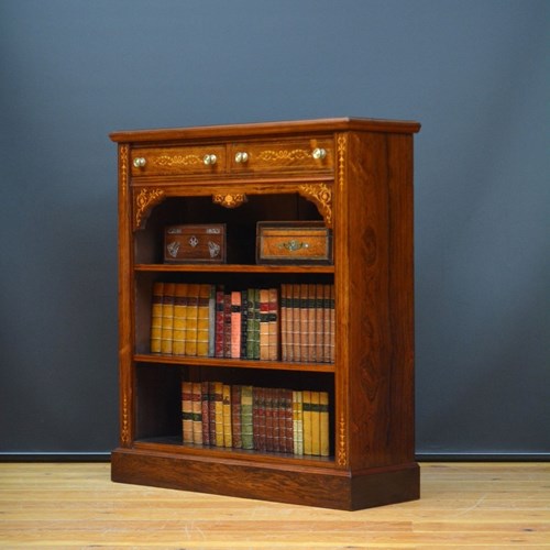 Edwardian Inlaid Open Bookcase In Rosewood