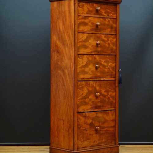 Tall And Slim Victorian Mahogany Chest Of Drawers