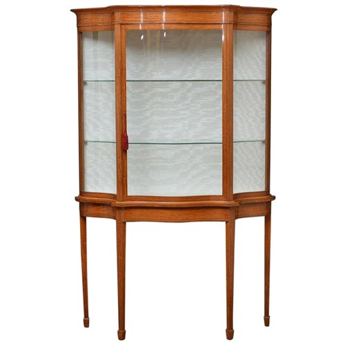 Victorian Satinwood Serpentine Display Cabinet