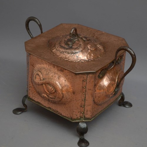 Arts And Crafts Copper Coal Bin Log Bin