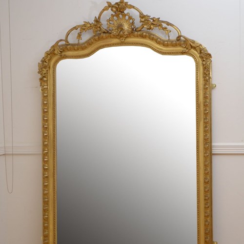 Xixth Century Giltwood Leaner Mirror Wall Mirror H196cm