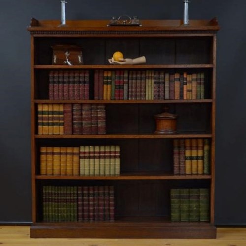 Victorian Large Solid Oak Country Open Bookcase . C1880