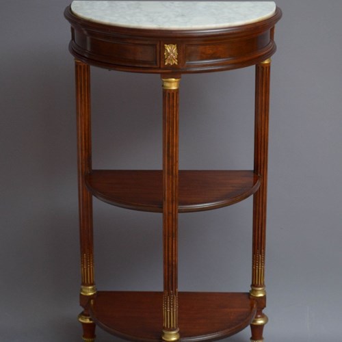 An Antique Demi Lune Mahogany Console Table / Hall Table In Mahogany
