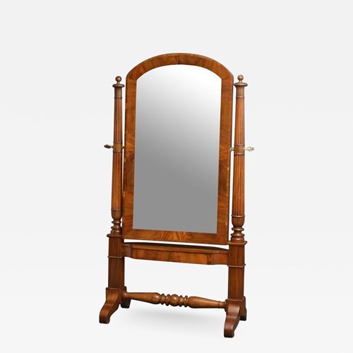Exceptional Continental Olivewood Cheval Mirror