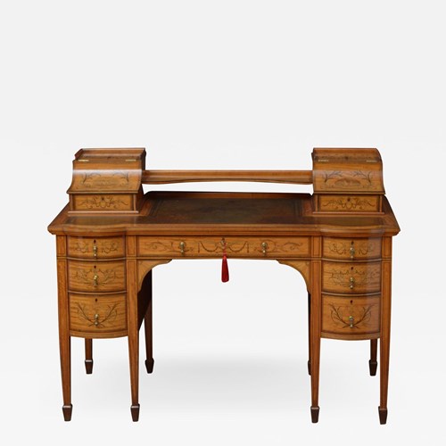 Late Victorian Carlton House Desk In Satinwood