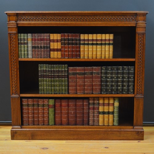 Victorian Solid Walnut Open Fronted Bookcase