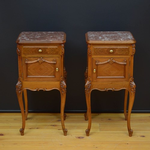 Pair Of Bedside Cabinets In Walnut