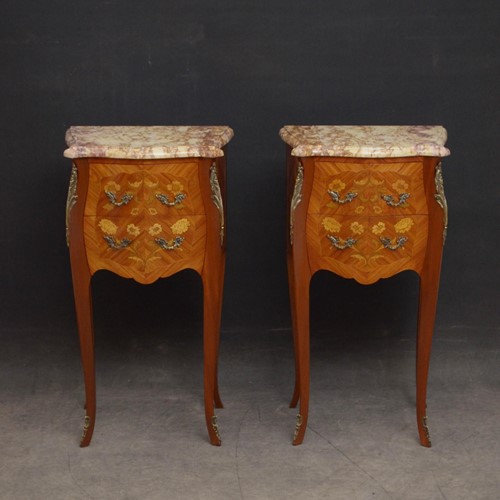 Pair of Marble Topped Bedside Cabinets