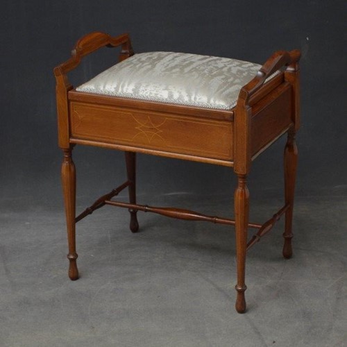 Edwardian Mahogany and Inlaid Stool