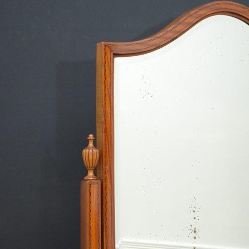 Edwardian Inlaid Satinwood Cheval Mirror