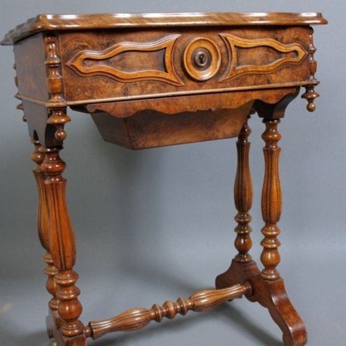 An Unusual Victorian Work Table in Walnut 