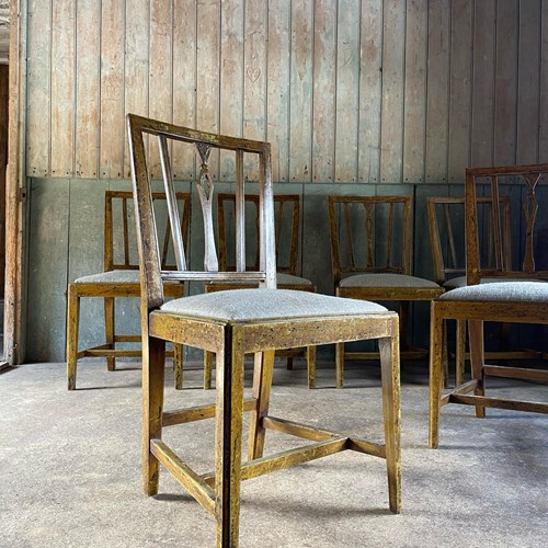 Set Of Six Painted Farmhouse Chairs