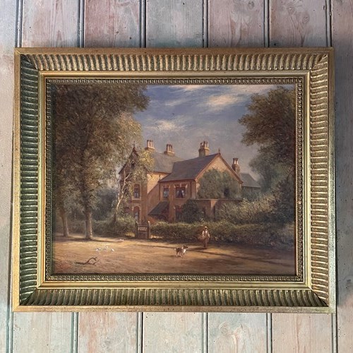 A Victorian Villa Oil On Canvas