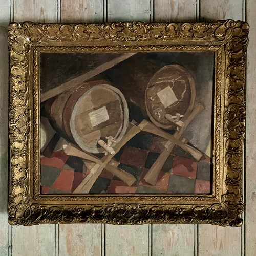 Two Barrels Oil On Canvas