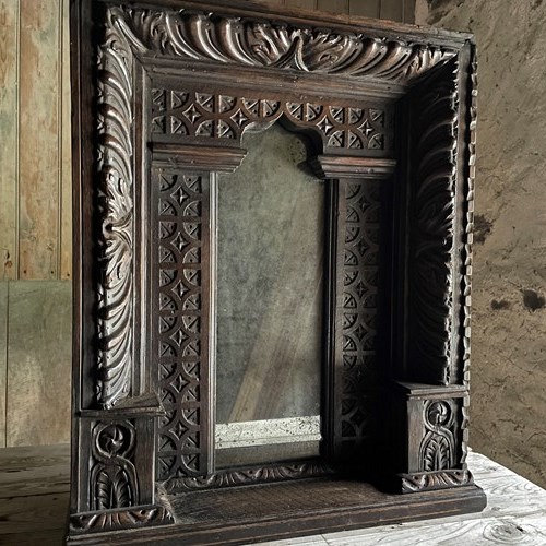 Silk Road Influenced Carved Oak Niche
