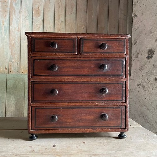 C19th Painted Table Top Chest Of Drawers