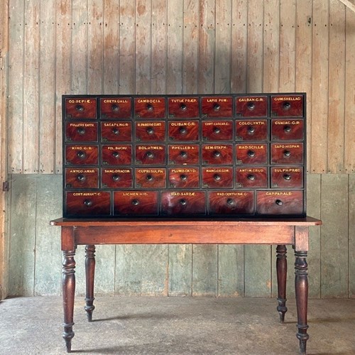 C19th Flame Mahogany Apothecary Drawers