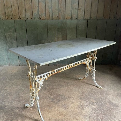 Cast Iron And Marble Garden Table