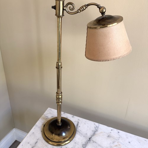 French Adjustable Height Early 20Th C Brass Desk Lamp