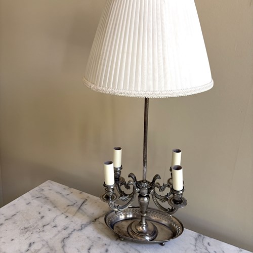 Elegant 4 Light Silver Saucer Lamp Bedside/Side Table 