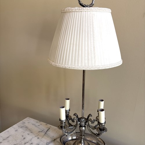 Elegant 4 Light Silver Saucer Lamp Bedside/Side Table 