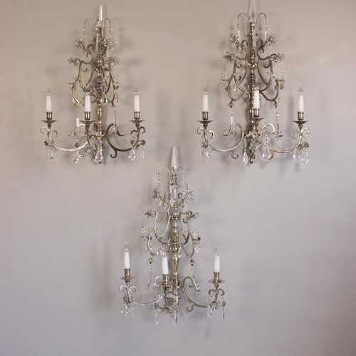 Exceptional Italian Large Scale 3 Branch Sconces