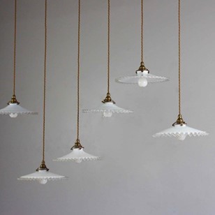 Opaline Hand Made Fluted Pendants
