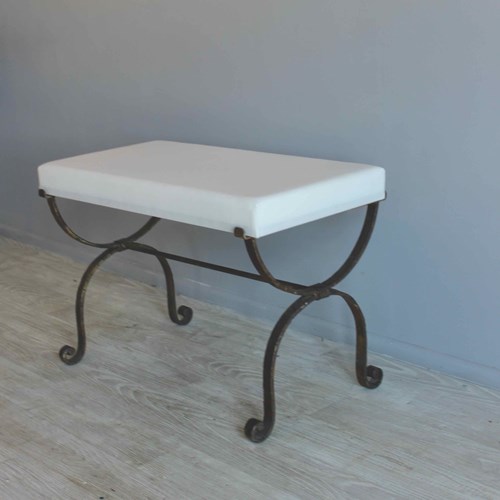Spanish Rolled Foot Wrought Iron 'End Of Bed' Stool