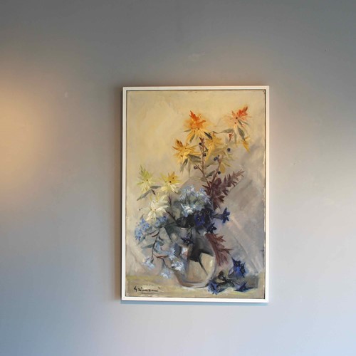 Pretty Oil On Canvas Of Flowers By Beppe Grimani
