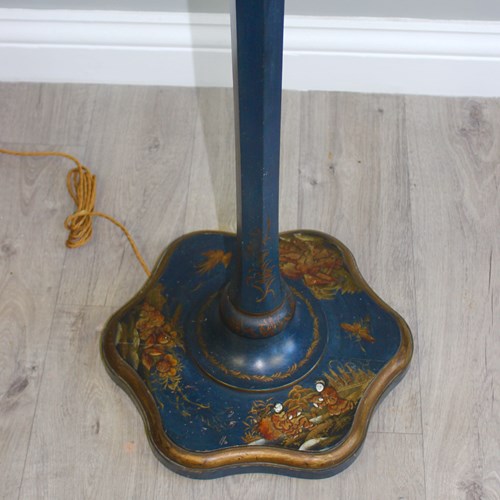 English Country House Chinoiserie Blue Floor Lamp Circa 1930