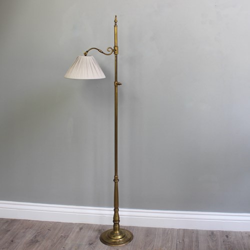 French Adjustable Height Reading Lamp With Custom Shade