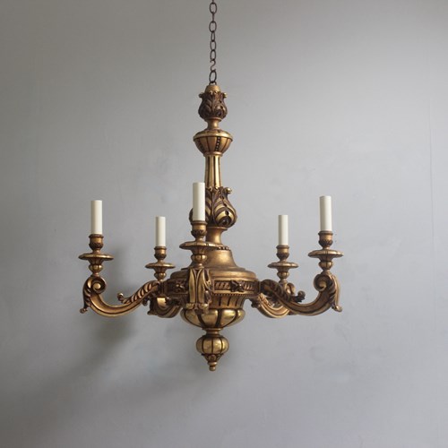 Immaculate French Giltwood Library Chandelier