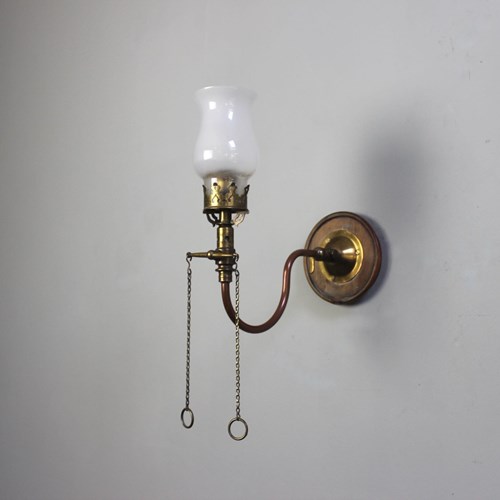 English 19Th Ex Gas Wall Light With Its Orginal On/Off Chain