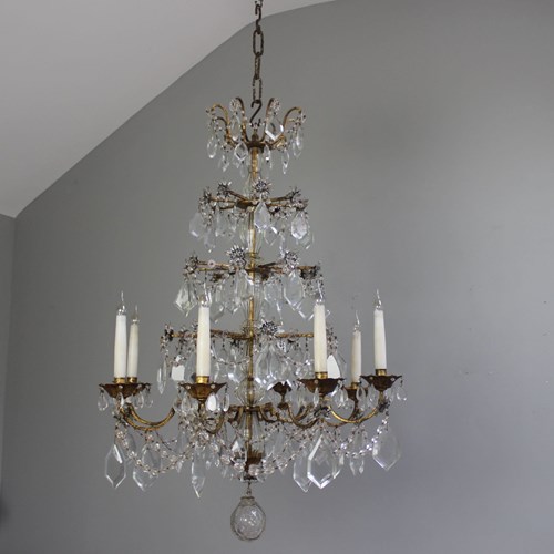 Exceptional & Unique Cut Glass Chandelier In The Style Of Bagues France