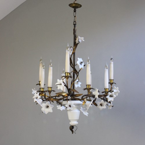 Crisp Ceramic Mid Century Chandelier