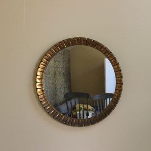 Circular Giltwood Midcentury Mirror...