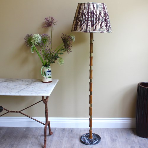 Mid Century Super Smart Brass And Polished Wood Marble Based Floor Lamp