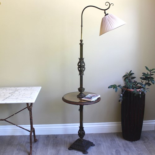 Larger Scale Adjustable Height Traditional Reading Lamp And Shade With  Table 
