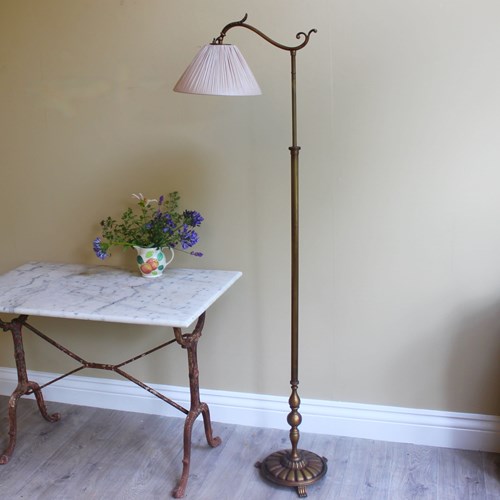 Darker Brass Embossed Adjustable Height Floor Lamp