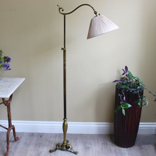 Compact Brass Three Foot Adjustable Reading Lamp