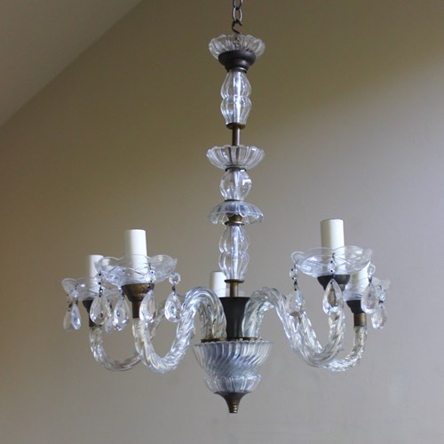 Delightful Italian Pleated & Cut Glass 1920S Chandelier