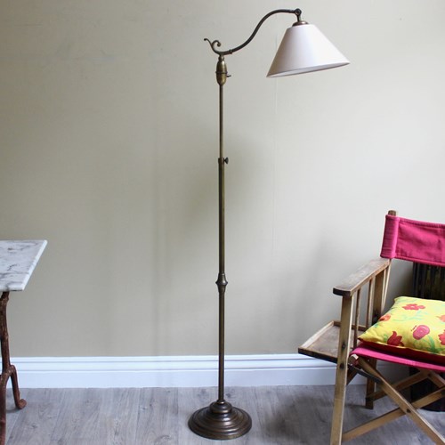 French Early 20Th C Brass Floor Lamp With Adjustable Height