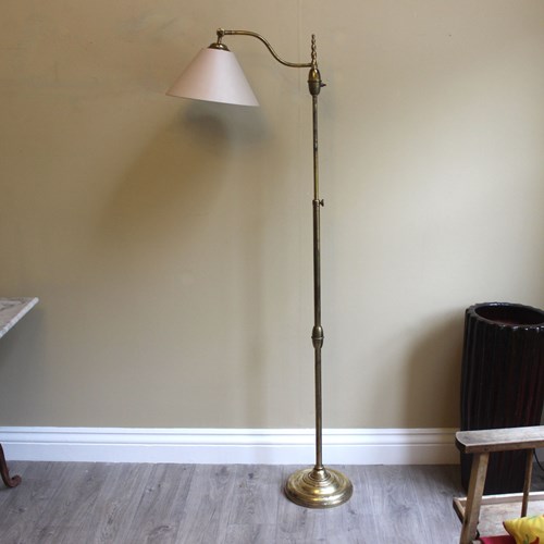 French Adjustable Brighter Brass Reading Lamp Circa 1950