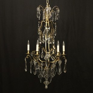 French Brass & Crystal 6 Light Anti...