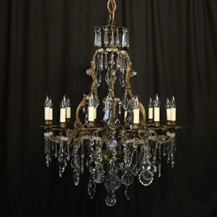French Bronze & Crystal 12 Light Ch...
