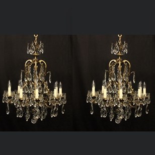 French Pair Bronze 10 Light Antique...